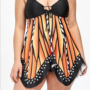 Orange Butterfly Tankini Swimsuit